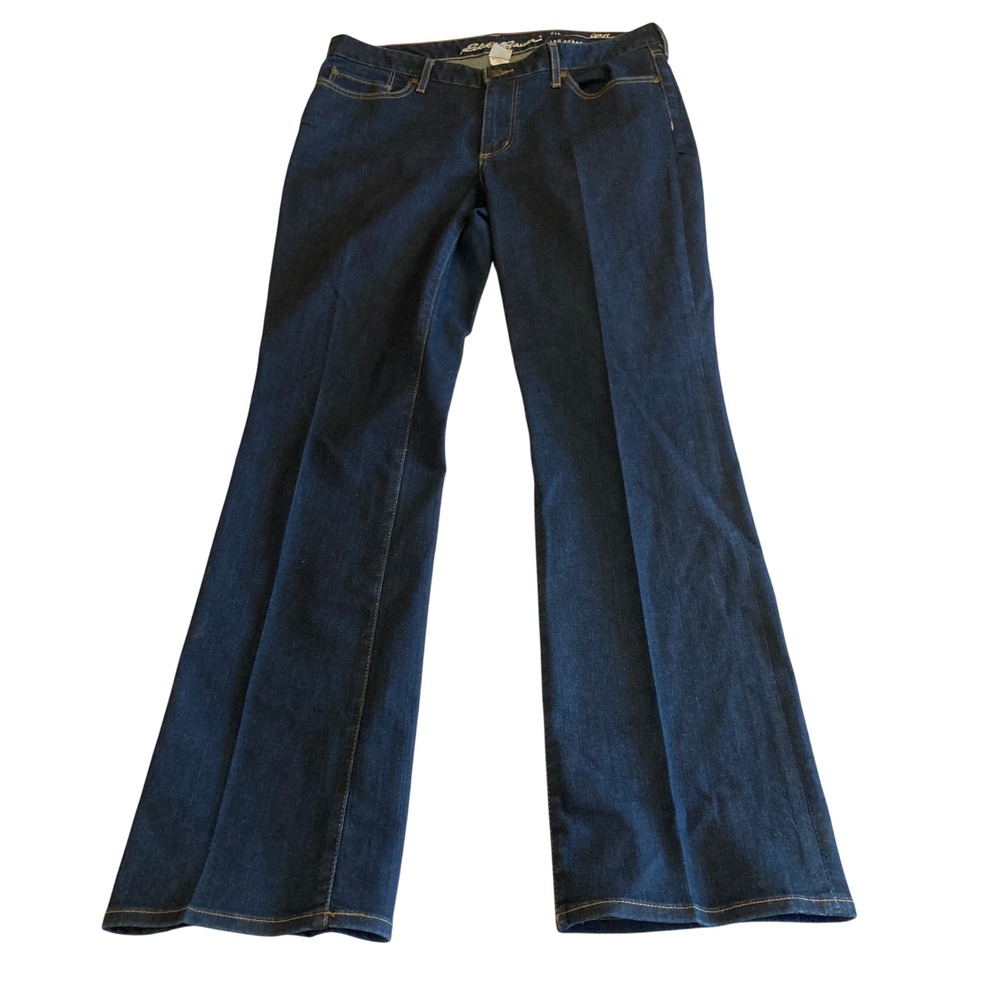 Eddie Bauer Jeans Womens 12 (33x32) Curvy Bootcut Dark Wash Stretch Slimming